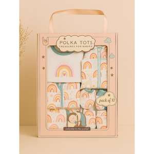 Polka Tots Pack de 10 Rainbow Print Jumbo Newborn Gift Cesto Set - Multicolor - Product Image 5