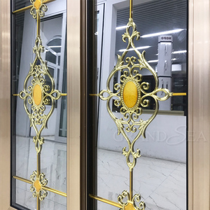Finestre scorrevoli di colore dorato con profilo in <span class=keywords><strong>alluminio</strong></span> con Design floreale - Product Image 2