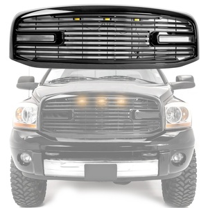 Gloss Black Big Horn II 3 Amber LED Packaged Grille+Replacement for 06-08 <b>Ram</b> 1500 06-09 <b>Ram</b> 2500+ 3500 - Product Image 1