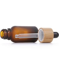 Flacon compte-gouttes en verre givré avec bouchon en bois, 5ml, 10ml, 15ml, 20ml, 30ml, 50ml, 100ml, vert, bleu, ambre, pour huiles essentielles, avec capuchon en bambou