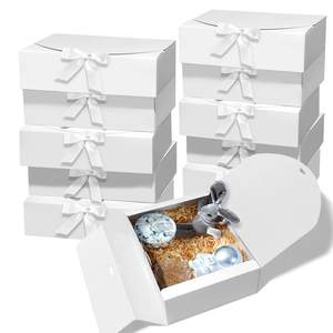 Cajas de Regalo con Tapas de Papel Kraft, Caja de Regalo Blanca con Cinta, Caja de Propuesta para Damas de Honor, para Empaque de Bodas, Cumpleaños, Cupcakes - Product Image 3