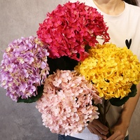 Prix d'usine, hydrangea géant à tige unique, 30 cm de diamètre, fleurs artificielles en soie de couleur dégradée pour la décoration de la maison et des hôtels