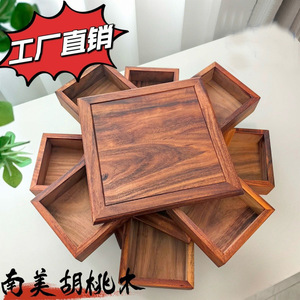 กล่องเก็บเครื่องประดับไม้วอลนัท 26x26x7 ซม. กล่องหมุนได้สำหรับใส่สร้อยข้อมือและเครื่องประดับ - Product Image 5