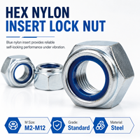 Écrou de blocage à insertion en nylon M2-M12, écrou hexagonal autobloquant en acier M3-M10, écrou hexagonal anti-desserrage zingué pour équipement industriel