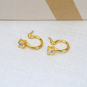 Boucles d'oreilles pour femme en argent S925, style simple, petit crochet d'oreille, personnalisées, avec 5-6 perles en cage, accessoires de bricolage, support vide de 3 mm - Product Image 3
