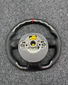 Convient pour Audi TT TTS TTRS R8 V8 V10 Volant en fibre de carbone à fond plat Volant de voiture en cuir pour usage <span class=keywords><strong>automobile</strong></span> - Product Image 5