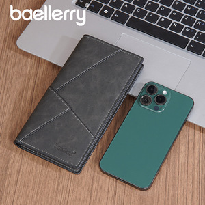 กระเป๋าสตางค์ผู้ชายแบบยาว Baellerry พับสามตอน ช่องใส่บัตรหลายช่อง ช่องใส่ธนบัตรแบบมีซิป สีดำ เทา น้ำเงิน น้ำตาล สีพื้น คอลเลคชั่นฤดูใบไม้ผลิ 2024 - Product Image 3