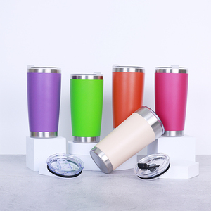 Custom Logo Double Walled 20oz Powder Coated Thermos Insulated Car <b>Cup</b> Stainless Steel Travel Coffee Mug <b>Tumbler</b> <b>with</b> <b>Straw</b> Lid - Product Image 1