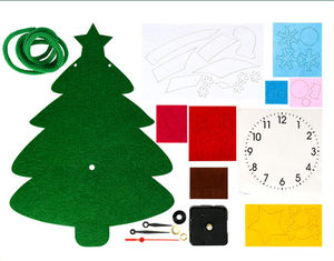 นาฬิกาแขวนคริสต์มาสทำมือ DIY ผ้าไม่ทอ ลายการ์ตูนซานตาคลอส ตกแต่งฉากสำหรับเด็ก อนุบาล กิจกรรมพ่อแม่ลูก - Product Image 6