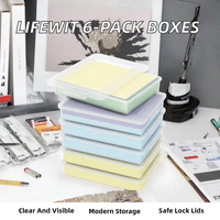 Boîtes de rangement multifonctionnelles en plastique Lifewit, lot de 6, transparentes, avec couvercles à fermeture, pour le bureau, la salle de classe, le rangement de documents, style moderne et rectangulaire