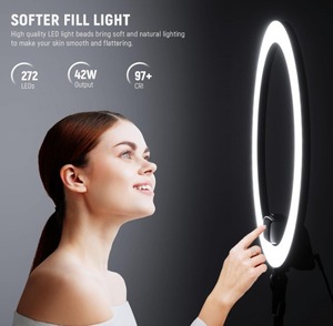 Neewer Anneau lumineux LED avancé de 18 pouces avec trépied et support pour téléphone |   Parfait pour le maquillage, <span class=keywords><strong>YouTube</strong></span> et la création de vidéos - Product Image 2