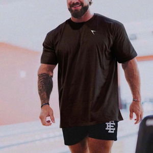 Vente chaude T-shirt de gymnastique à manches courtes 100% coton Logo personnalisé plusieurs tailles échantillon d'usine disponible - Product Image 4