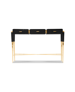 Light Luxury Black Marble Brass <strong>Legs</strong> <strong>Console</strong> <strong>Table</strong> - Product Image 1