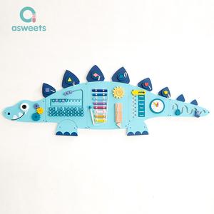 Asweets Grand Panneau Mural Montessori en Bois Thème Dinosaure <span class=keywords><strong>pour</strong></span> Activités Sensorielles, Jouet Mural <span class=keywords><strong>pour</strong></span> Tout-petits, Garderies et Écoles Maternelles - Product Image 1
