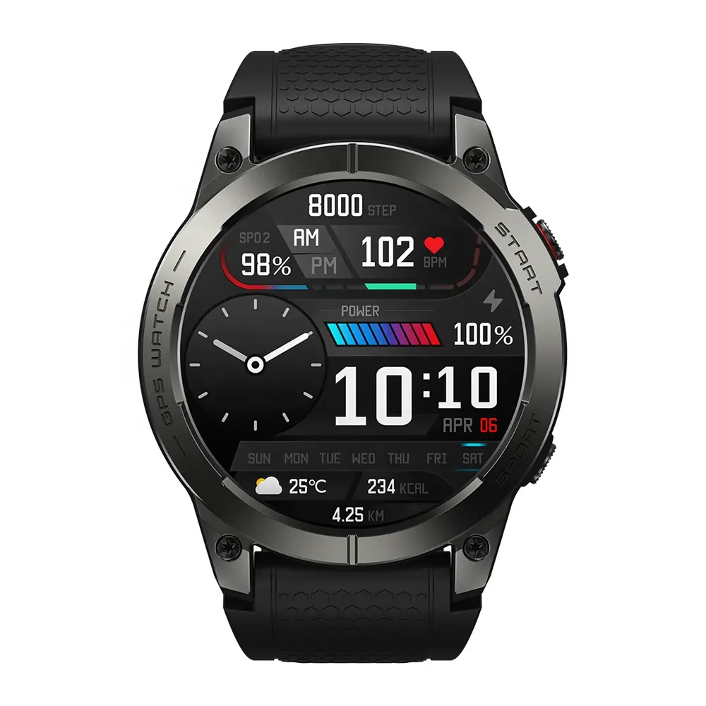 Zeblaze Stratos 3 Smart Watch HiFi-Sprach anruf Eingebautes GPS 1,43 "AMOLED Immer auf dem Display 100 Trainings modi GPS Smart Watch