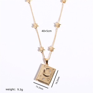 Collana con Diamanti a Stella e Luna Apribile e Chiudibile, '<span class=keywords><strong>Sei</strong></span> la Mia Anima Gemella', Catena per Clavicola Artistica e Retrò - Product Image 4