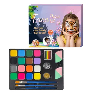 16 Colors Halloween Face Painting Kit Professional Safe Face & Body Paint For Kids Teens Toddlers