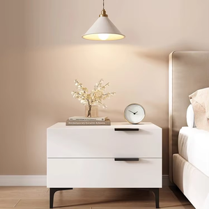Mesita de Noche Moderna y Sencilla de Madera Blanca Multifuncional con Armario y Pequeño Estante de Almacenamiento para Dormitorio, Nuevo Estilo de Celebridad de Internet - Product Image 3