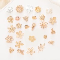 Nouvelle Coque de Téléphone et Accessoires Bijoux en Alliage Électroplaqué DIY Motif Fleur à Cinq Pétales avec Perle Goutte d'Eau