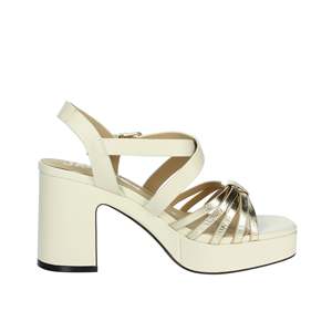 Sandales à talons en cuir pour femmes Janet & Janet J-292, couleur crème, plateforme, talon bloc, design à lanières - Product Image 4
