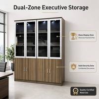 Meuble de rangement de bureau modulaire en bois personnalisable, avec panneau supérieur en verre, bibliothèque inférieure et armoire de classement à 8 portes, pour usage domestique et professionnel, OEM en gros