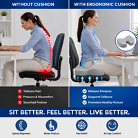 Coussin de siège en mousse à mémoire de forme confortable avec housse en velours doux, découpe coccyx, soulagement sciatique, pour fauteuil roulant, bureau, voiture, fournisseur