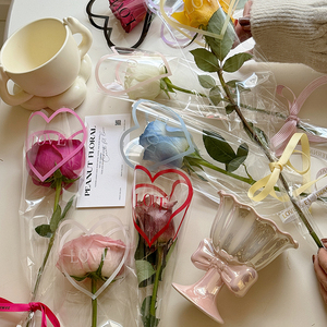 Hình Trái Tim Trong Suốt Hoa Duy Nhất Bao Bì Túi Với Tình Yêu Chữ Nhựa Wrapper Cho Rose Bouquet Valentine Của Ngày Quà Tặng - Product Image 1