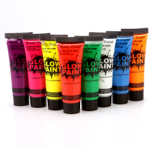 Tubes de peinture corporelle UV phosphorescente 10 ml – Pigment néon pour maquillage artistique corporel, idéal pour fêtes et festivals - Product Image 1