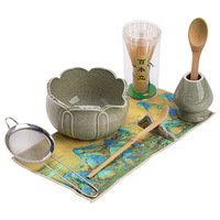 Service à thé Matcha en céramique de porcelaine écologique style Japandi, motif Lotus de Roche d'Orient, inspiré de la Dynastie Song, 500 ml, avec base pour brosse à thé