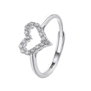 free shipping to usa elegant jewellery regalos san valentin envio gratis pave 925 sterling silver heart adjustable ring