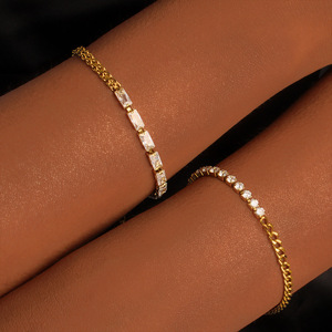 Hongtong B1-165 Edelstahl Kubanische Kette Tennis-Kette Kreative Luxuriöse Klassische Filigrane Damen Mode-Schmuck Halsketten - Product Image 4