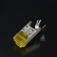 Vente directe du fabricant Transparent jaune RJ45 8P8C carte crochet queue Clip bouclier cristal tête connecteur accessoire
