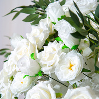 Rose artificielle en soie blanche, fleur de chemin de table, centre de table de mariage, fleur artificielle pour la décoration de scène, banquet et événements