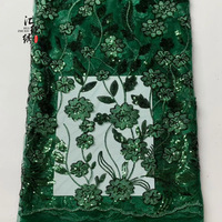 Tissu en dentelle de luxe en gros avec broderie florale, perles et sequins, en tulle français, dentelle nigériane pour robe de mariée et robe de soirée