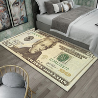 Tapis de chevet créatif en velours imprimé motif dollar, antidérapant, résistant à l'usure, doux, coussin de fenêtre, coussin de canapé