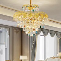 Lustre en cristal K9 coloré de luxe pour salle à manger, chambre, villa, hôtel, décoration intérieure, salon, restaurant
