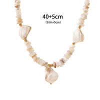 Collier en coquillages irréguliers avec chaîne réglable en acier inoxydable, bijoux de style artistique, collier ras du cou tendance, cadeau souvenir