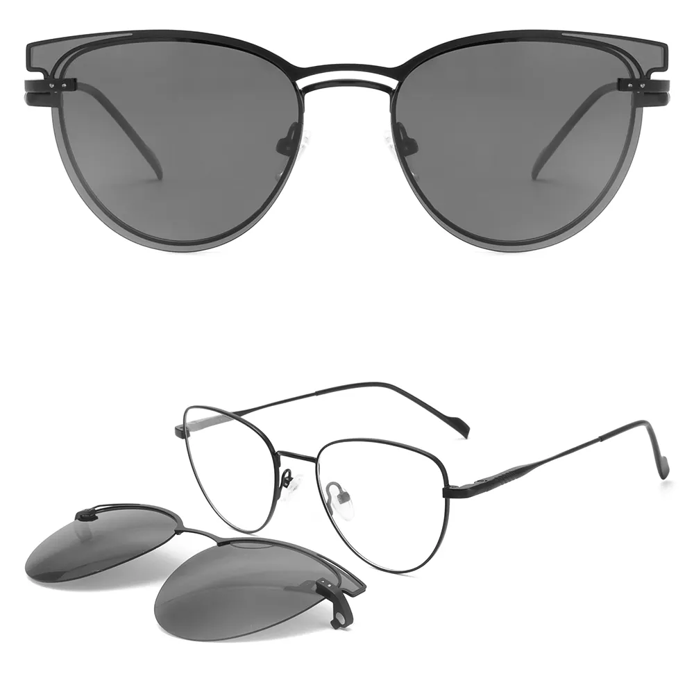 New Sunglasses RY1022 2021 New Design Metal Cat Eye Magnetic Clip On Sunglasses