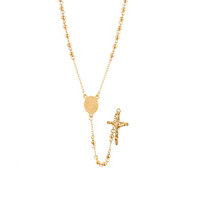 Colliers religieux en acier inoxydable, colliers à perles tendance, collier chapelet croix en or massif 14k 18k pour femmes, hommes et filles