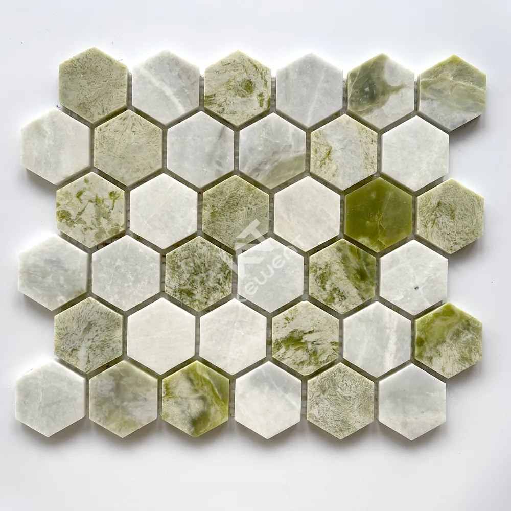 Зеленая шестиугольная мраморная мозаичная плитка 30x30 для ванной, душевая, настенная напольная плитка для домашнего декора