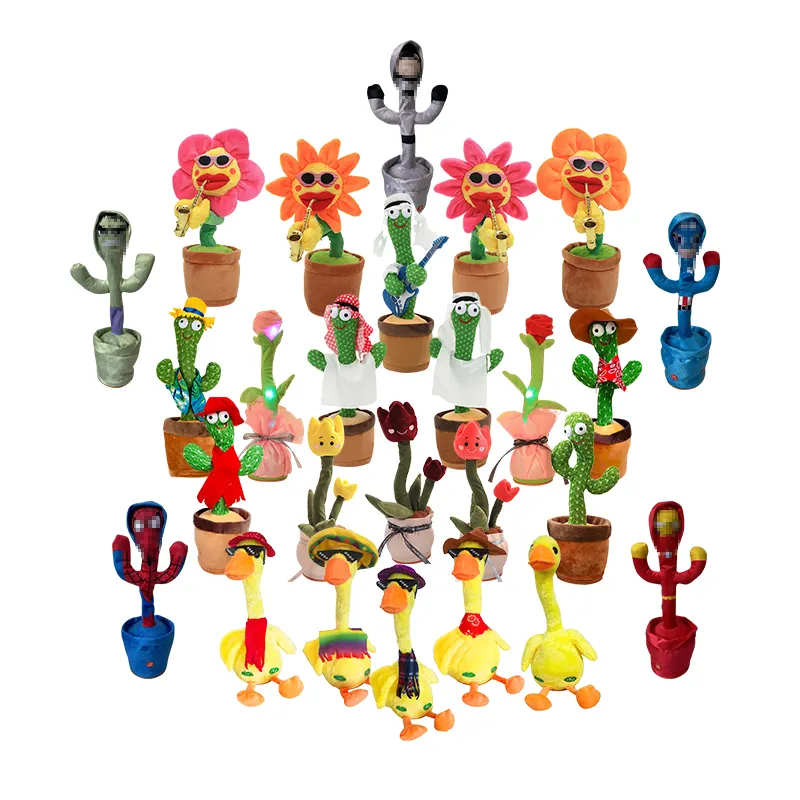 Gefüllte Blumentopf Twist ing Cactus Plüsch tier Puppe Elektrisch Sprechen Singen Tanzen Kaktus Spielzeug Großhandel Aufladen Großer Netter Bär