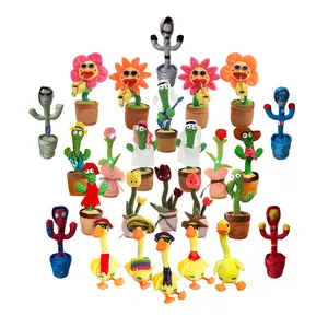 Vaso di fiori farcito Twisting Cactus peluche bambola elettrica parlante canto danza Cactus giocattolo ricarica all'ingrosso grande orso carino