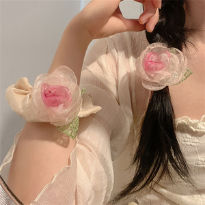 Trendy Cute Hair Scrunchies Primavera Verano Cuerda para el cabello para niñas Moda Mujer <span class=keywords><strong>Pink</strong></span> Rose Accesorios para el cabello - Product Image 2