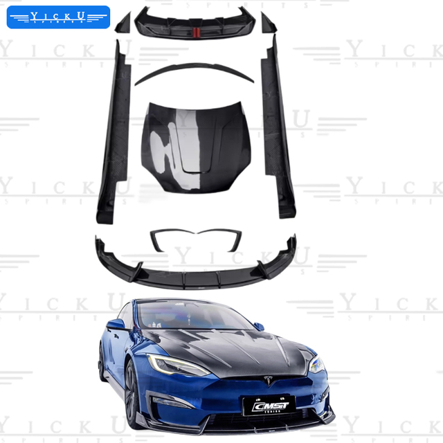 Dry Carbon Fiber Body Kit for Tesla Model S Upgrade CMST Style Auto Parts Front Lip Rear Diffuser Spoiler Side Skirts Tuyere1