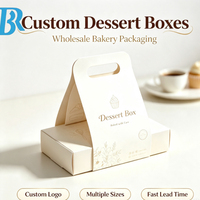 Boîtes à dessert personnalisées imprimées avec poignée, boîtes à gâteaux en papier recyclable pour boulangerie, boîtes à emporter en gros, emballage cadeau pour café et anniversaire