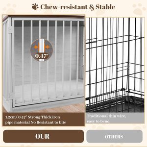 36\" Large <strong>Dog</strong> <strong>Indoor</strong> Wooden Kennel 270&deg; Swivel Door 360&deg; Rotating Feeder Decorative Heavy Duty <strong>Dog</strong> <strong>House</strong> Double Locks - Product Image 6