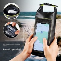 Nouveau sac étanche unisexe 2L pour sports de plein air et natation, sans fermeture, design diagonal, support de téléphone portable 2-en-1, en PVC
