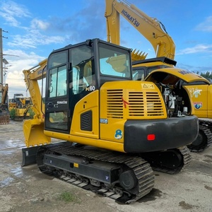 Mini-excavatrice Komatsu PC60 d'occasion de 6 tonnes, machine de construction hydraulique sur chenilles, petite pelle de terrassement avec moteur et pompe - Product Image 1