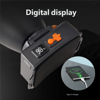 Torcia Frontale a Lunga Portata con Batteria al Litio da 12000 mAh, Ventola ad Alta Potenza e LED XHP70 Integrato per Campeggio, Grado di Protezione IP66