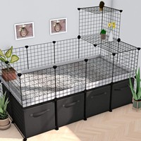 Cage modulaire en grillage métallique rose ZJH avec couvercle pour cochon d'Inde, hérisson, tortue, enclos 5x2 avec mezzanine